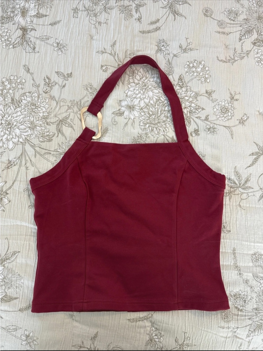 Grey Bandit Burgundy Halter Tank with Ring Detail